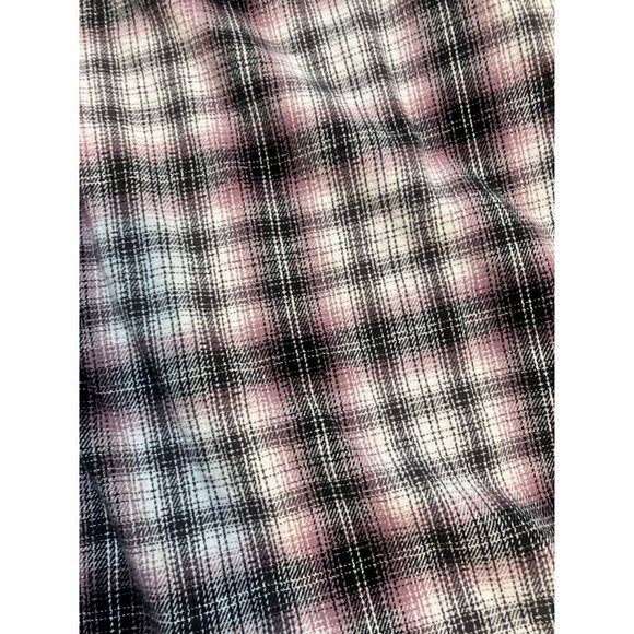 Blue Mountain Women's Pink, Black and White Plaid Flannel Button-Down Shirt Sz M - Picture 2 of 7